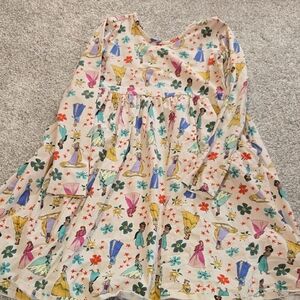 Disney Cream Floral & Princess Motif Long Sleeve Dress
